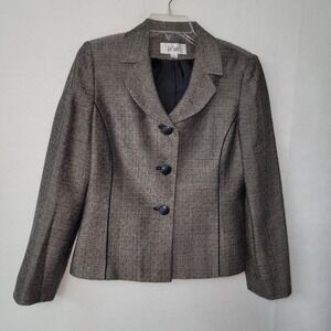Le Suit Womens Blazer Jacket Black Brown Career Office Business Casual Size 6‎